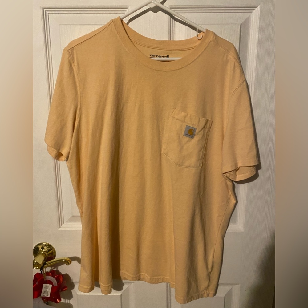 Carhartt womens peach yellow 1x 16w-18w work tee shirt short sleeve